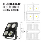 LED Outdoor Flood Light, 300W 120-277V 4000K(Natural White) - GekPower