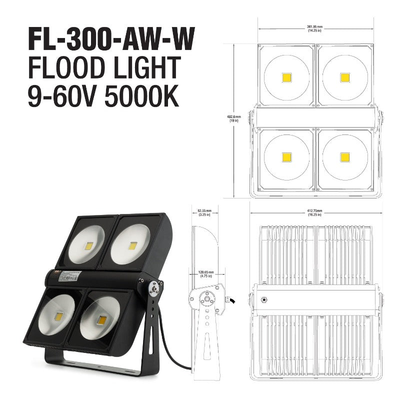 LED Outdoor Flood Light, 300W 120-277V 5000K(Daylight) - GekPower