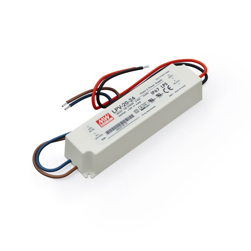 Mean Well LPV-20-24 Non-Dimmable LED Driver, 24V 0.83A 20W - GekPower