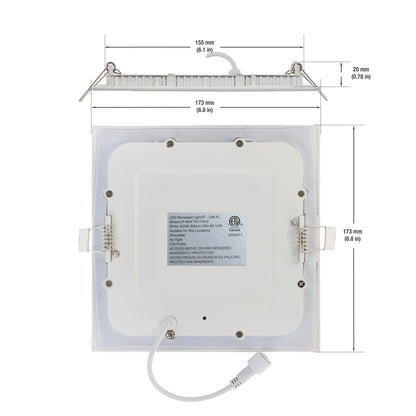 6 inch Square LED Panel Light 120V 12W Dimmable 3000K(Warm White), gekpower