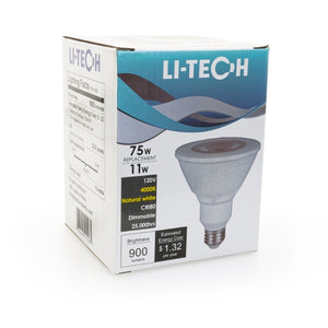 Li-Tech PAR30 LED Bulb, 120V 11W Equivalent 75W 4000K(Natural White) - GekPower