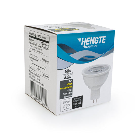 Hengte MR16 Light Bulb, 12V 50W Equivalent 6.5W 4000K(Natural White) - GekPower