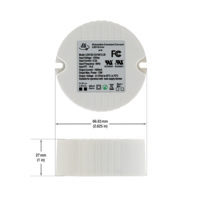 ES LD012D-CA10012-26 Constant Current LED Driver, 1000mA 8-12V 12W