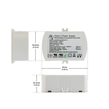 ES LD024D-CA10024-15 Constant Current LED Driver, 1000mA 24V 24W, gekpower