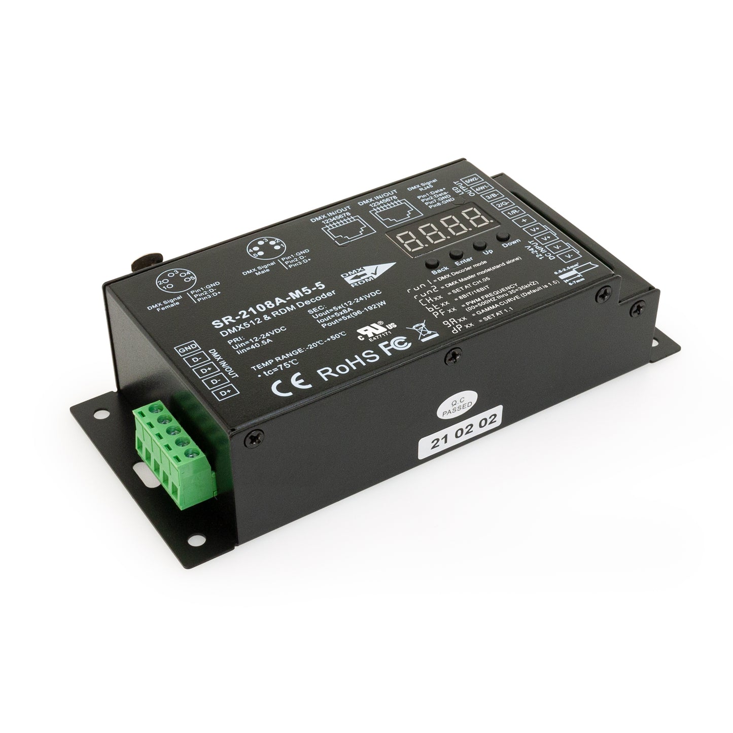 DMX512 and RDM Decoder 5 Channel 12-24V 8A SR-2108A-M5-5 - GekPower