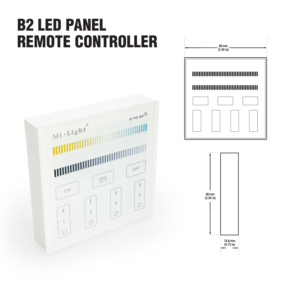 Mi-Light B2 4-Zone Adjustable Color Temperature Panel Remote Controller, works with FUT035 - GekPower