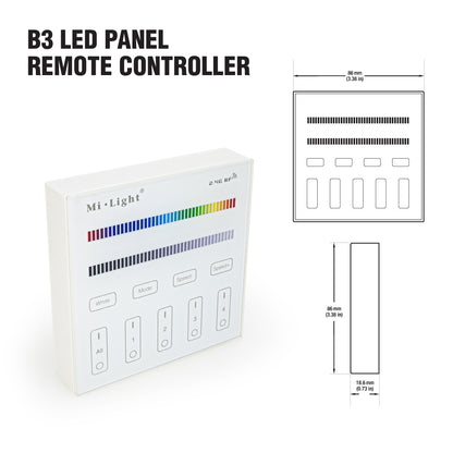 Mi-Light B3 4-Zone RGB RGBW Smart Touch Panel Remote Controller, works with FUT037, FUT038 - GekPower