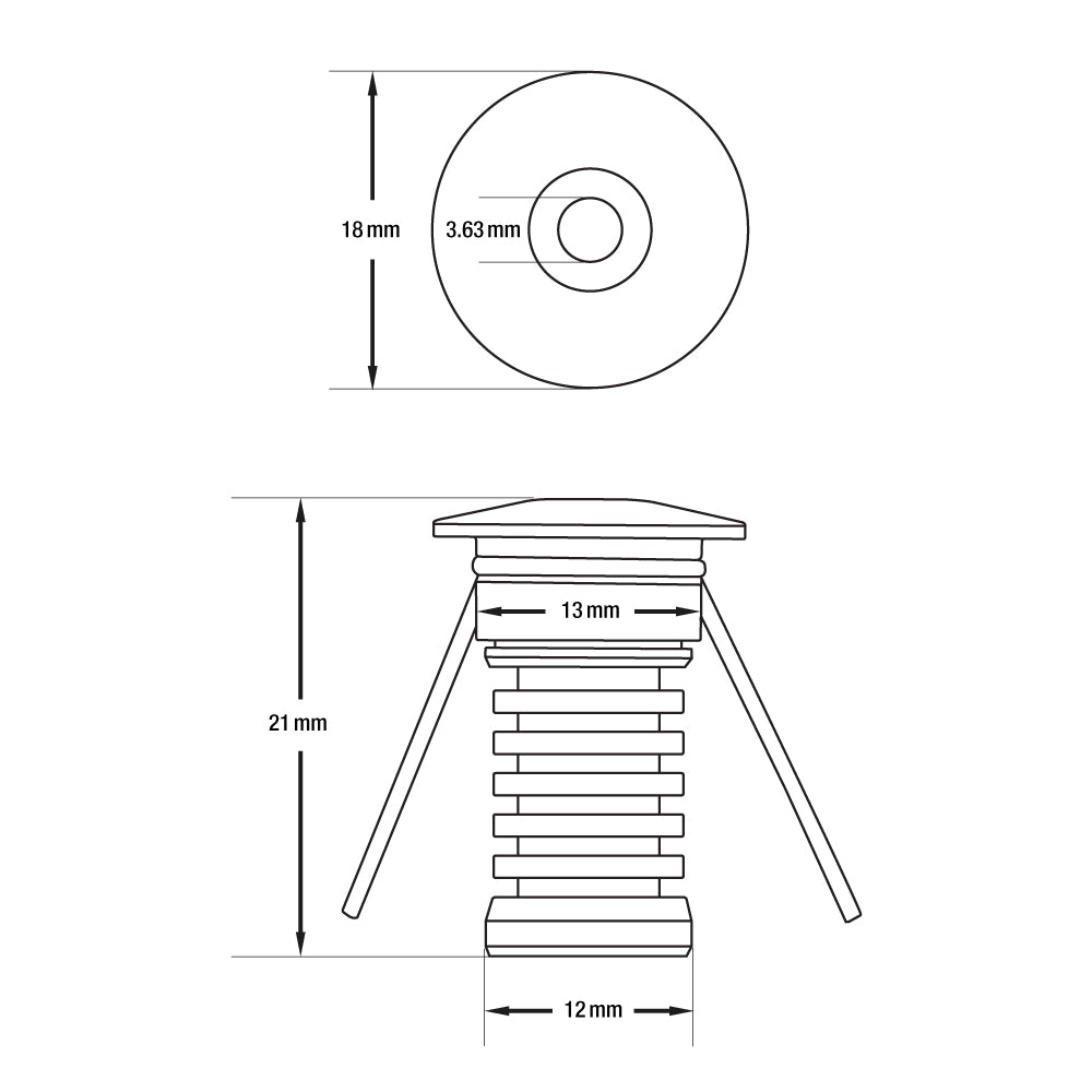 RD21 Mini LED Outdoor Recessed Step Light, 12V 0.5W - GekPower