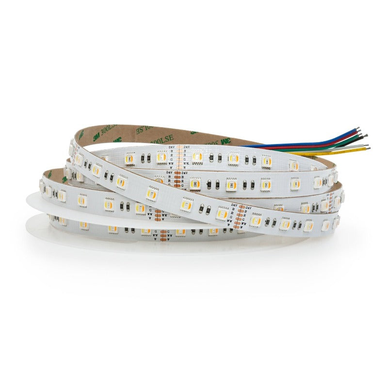 5M(16.4ft) Indoor LED Strip 5050, 24V 5.5(w/ft) 60(LEDs) 1600-2200MCD WRGBWW - GekPower