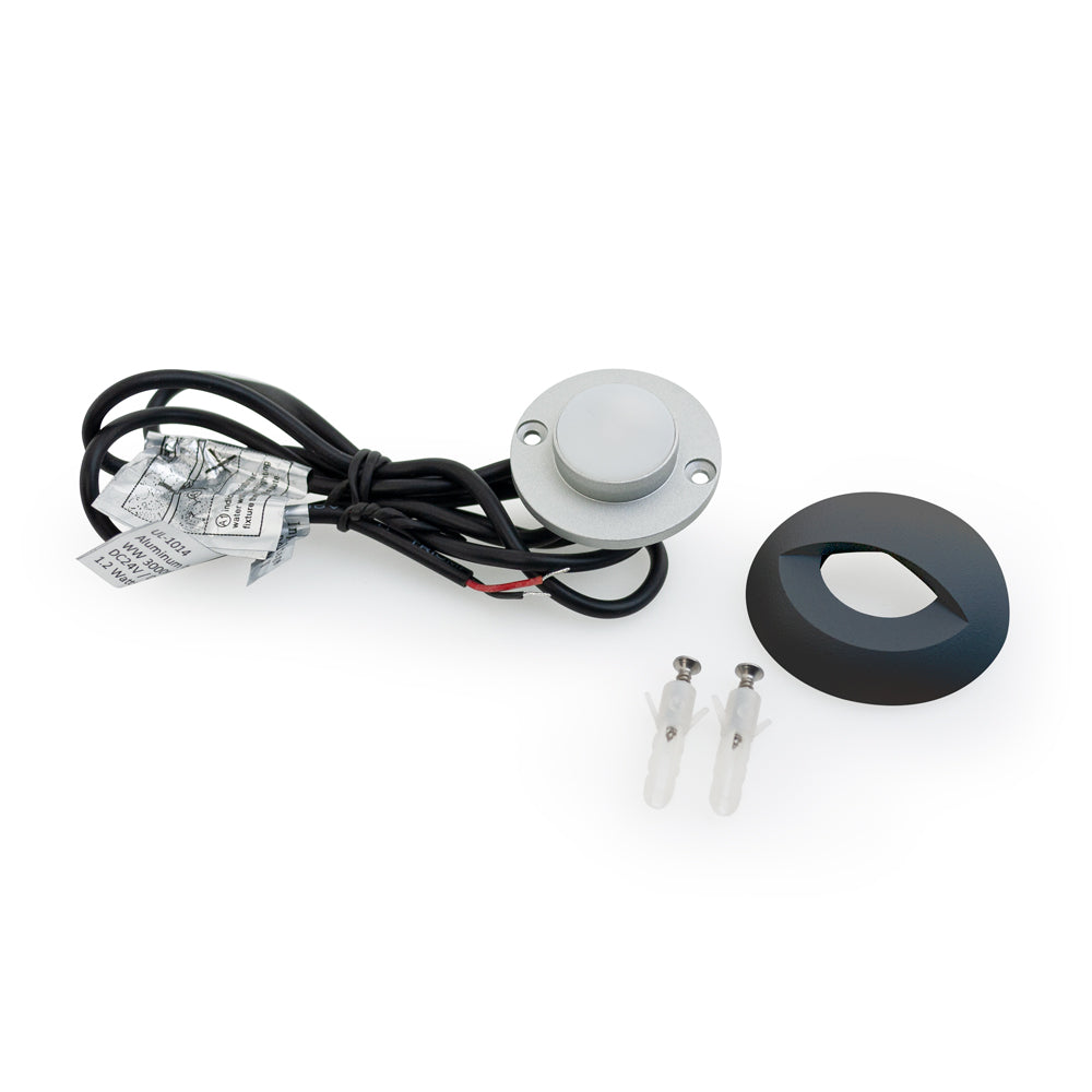 Round LED Step Light/ Pathway Light Eyelid Trim Black TYPE1 3000K(Warm White), gekpower