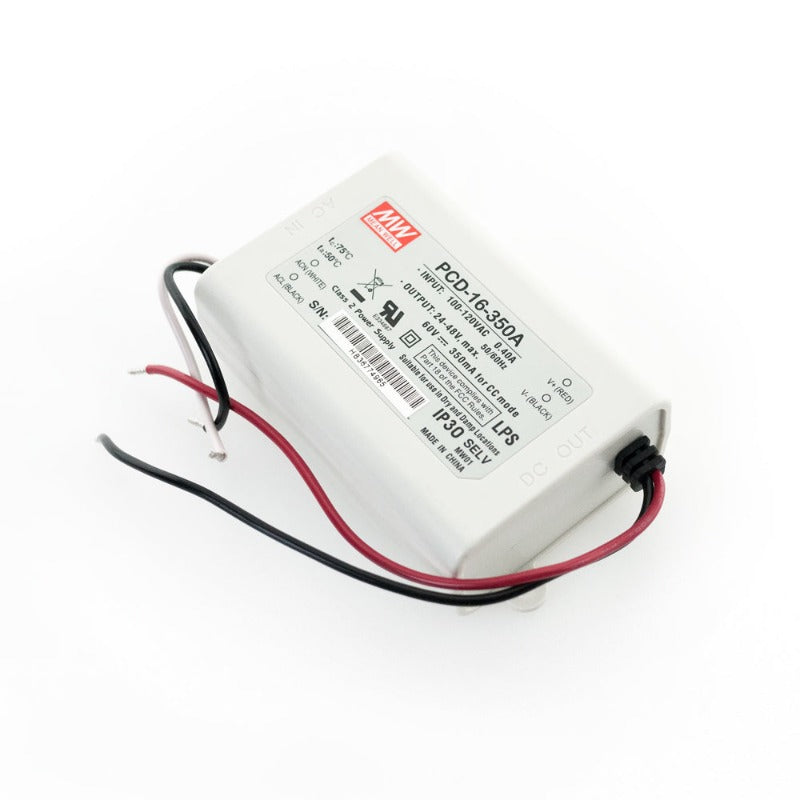 Mean Well PCD-16-350A Constant Current LED Driver, 350mA 24-48V 16W, gekpower