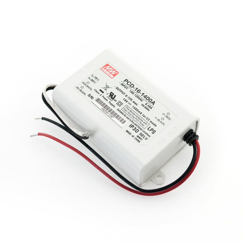 Mean Well PCD-16-1400A Constant Current LED Driver, 1400mA 8-12V 16W, gekpower