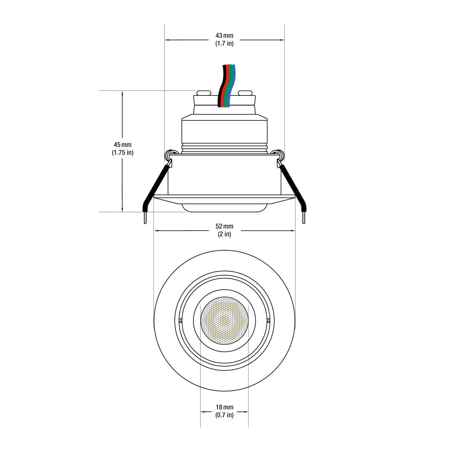 RD24-3W-RGB-BN Ceiling Light Round, 12V 3W Brush Nickel - GekPower