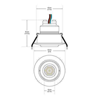 RD24-3W-RGB-BN Ceiling Light Round, 12V 3W Brush Nickel - GekPower