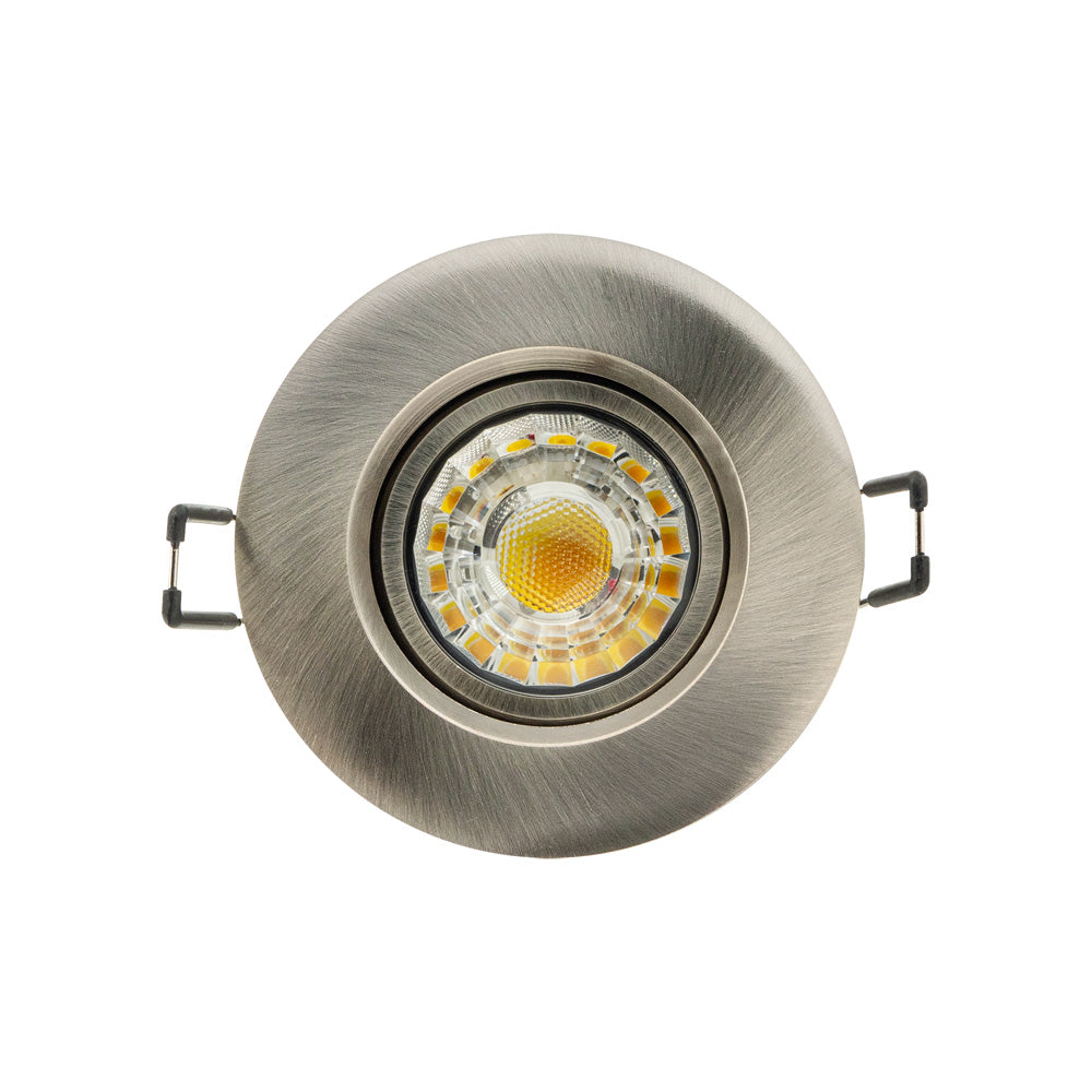 3 inch Round Recessed Light Gimbal with Selectable Color Temperature (3CCT), 120V 8W Brushed Nickel - GekPower