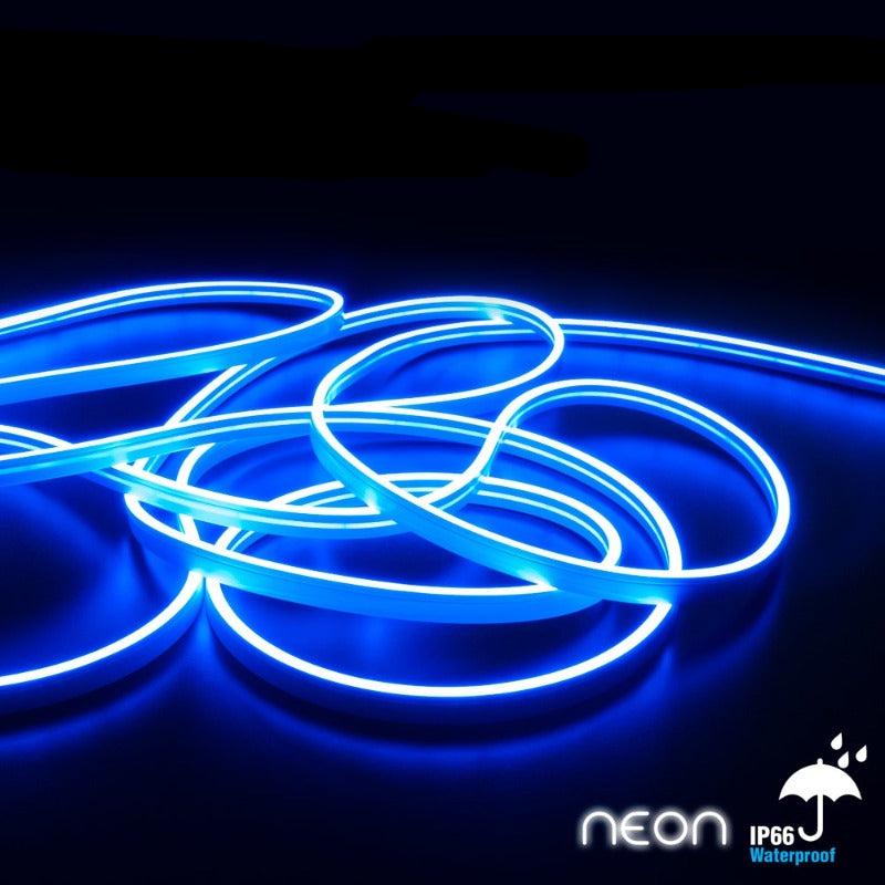 5M(16.4ft) LED Neon light Strip FS-Neon-BLUE-168-24-WP-4MM, Blue color Dimmable Silicone Waterproof Casing Side Emitting. - GekPower