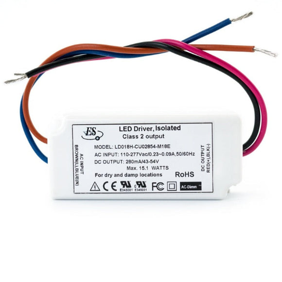 ES LD018H-CU02854-M18E Constant Current LED Driver, 280mA 43-54V 15W max, gekpower