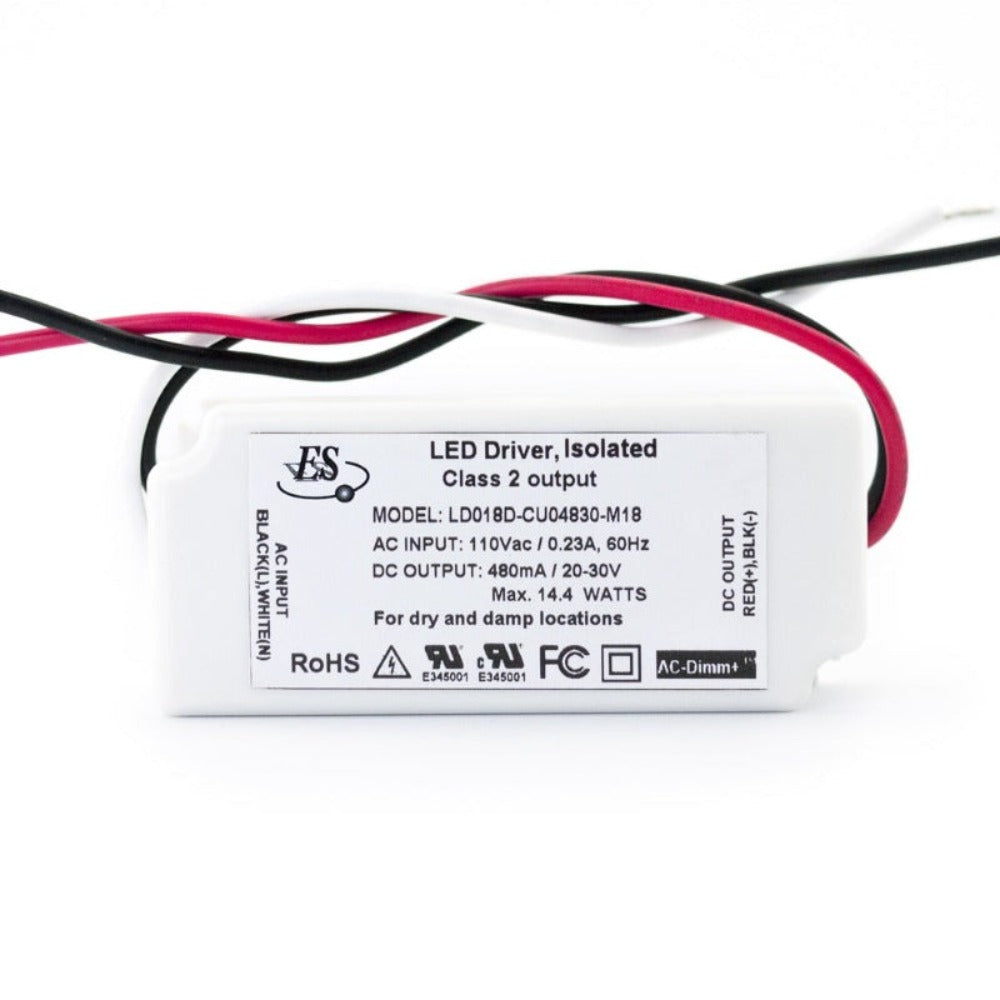 ES LD018D-CU04830-M18 Constant Current LED Driver, 480mA 24-30V 14.4W max, gekpower