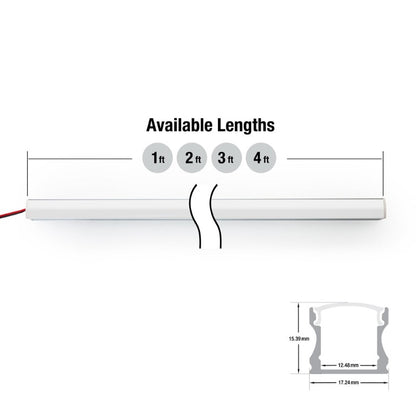 15mm Deep Dot-Free Surface Mount Aluminum Linear LED light 12V - S4 - GekPower