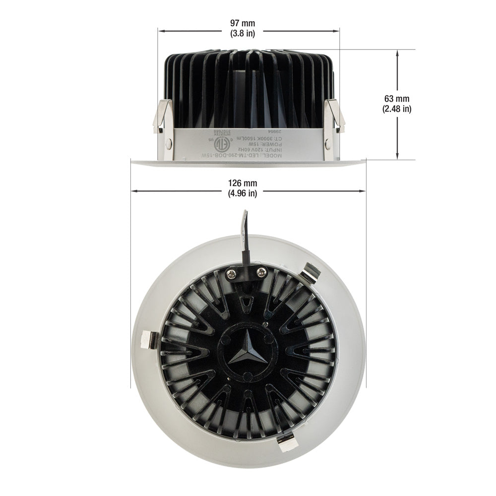 4 inch Retrofit Recessed LED Downlight / Ceiling Light 120V 15W 3000K(Warm White)  - gekpower