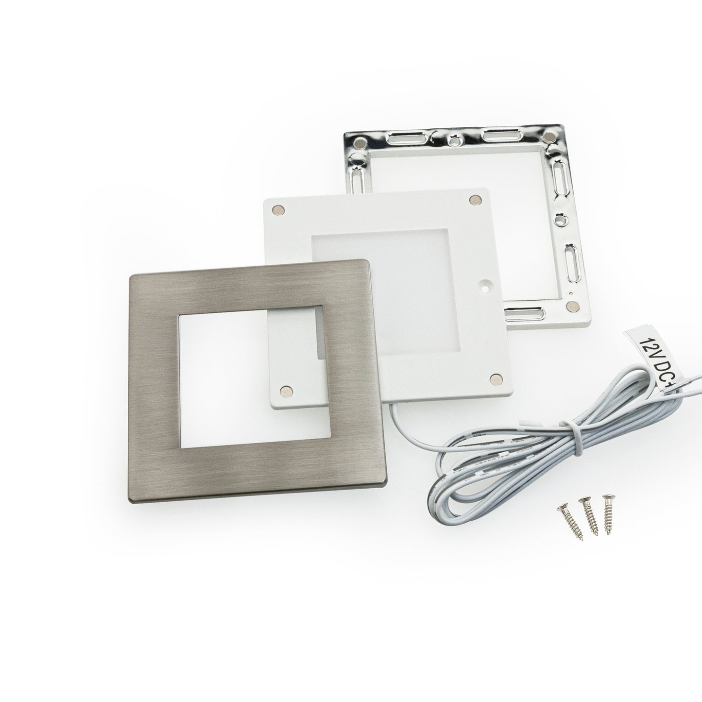 Square Cabinet Puck Light Surface Mount 12V 2.2W Brushed Nickel AD-107T-2.2W-12V, gekpower