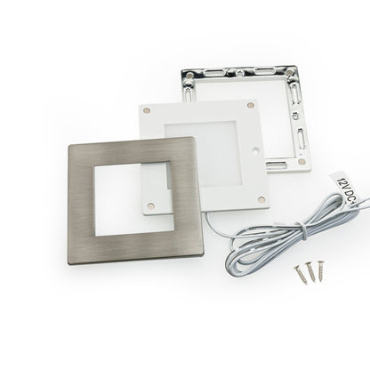 Square Cabinet Puck Light Surface Mount 12V 2.2W Brushed Nickel AD-107T-2.2W-12V, gekpower