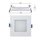 4 inch Square Flat Dimmable Recessed LED Panel Light / Downlight / Ceiling Light, 120V 9W 5CCT(2.7K, 3K, 3.5K, 4K, 5K), gekpower