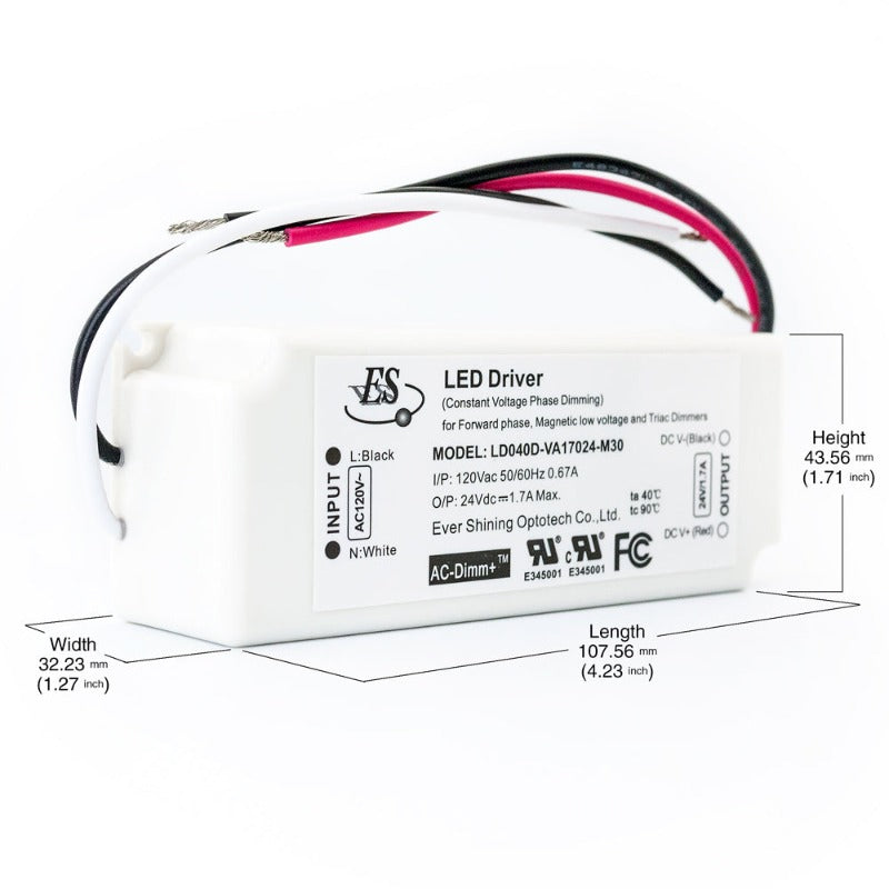 ES SQJ-Box Constant Voltage LED Driver 24V 1.7A 40W LD040D-VA17024-M30