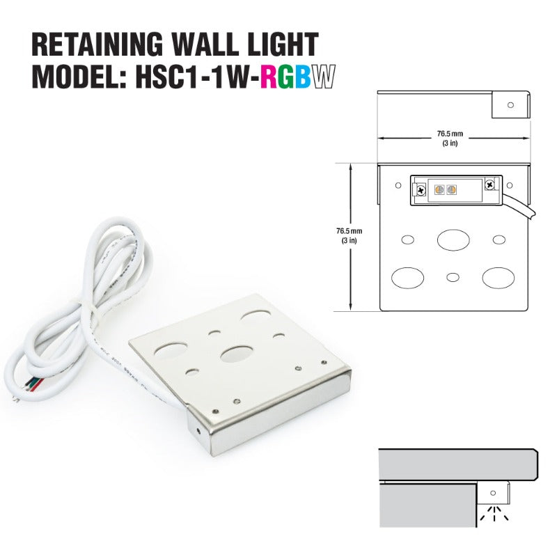 3 inch Color Changing Hardscape Retaining Wall Light, 12V 1W RGBW - GekPower