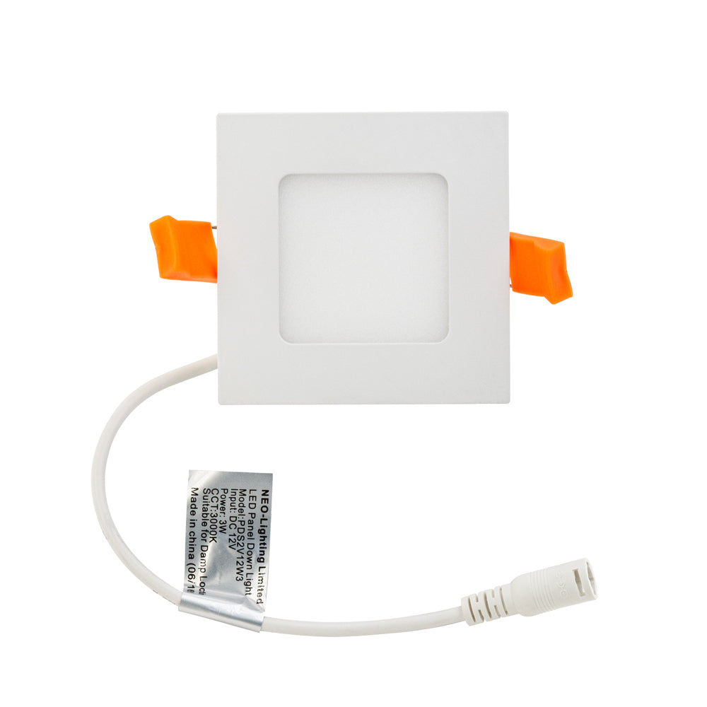 2.5 inch Square Downlights/ Ceiling Lights PDS2V12W3, 12V 3W 3000K(Warm White), gekpower