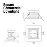 4 inch Commercial Recessed LED Downlight / Ceiling Light with Reflector Square Trim, 120-347V 20W
