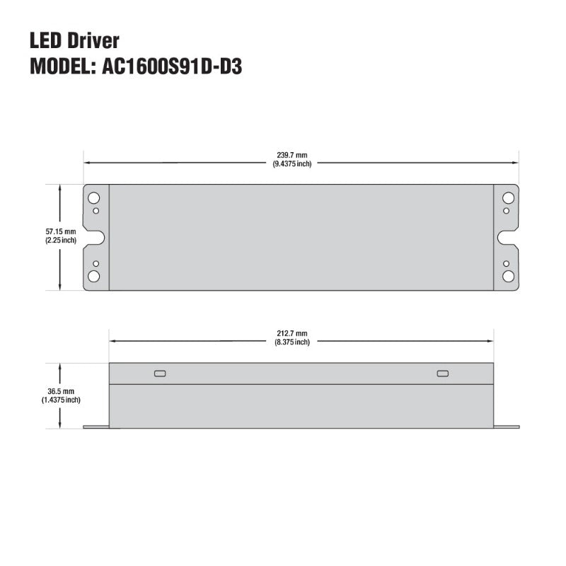 Antron Adjustable Output Current  1600-1400-1050mA with Universal Input Voltage LED Driver 34-56V 91W max AC1600S91D-D3