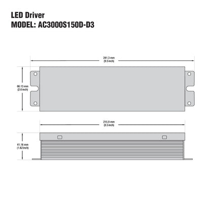 Antron Adjustable Output Current 3000-2000-1000mA with Universal Input Voltage LED Driver 50V 150W max  AC3000S150D-D3