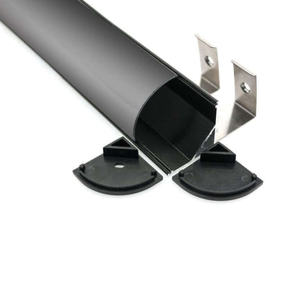 VEROBOARD Corner Mount (Curve) Linear Aluminum Channel Black for LED Strips 1Meter(3.2ft) VBD-CH-C3B - GekPower