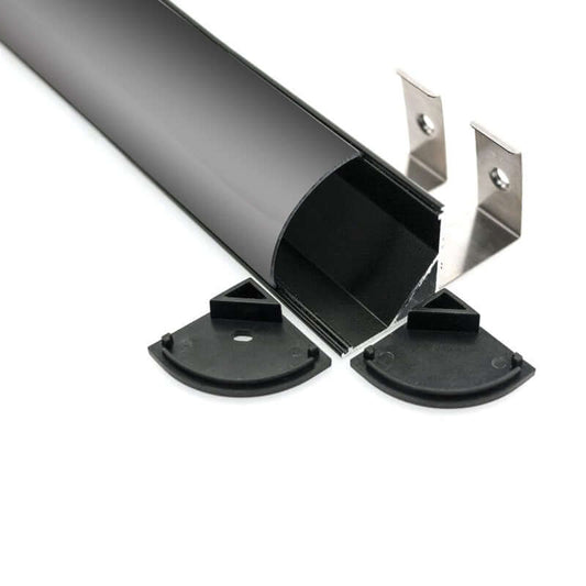 VEROBOARD Corner Mount (Curve) Linear Aluminum Channel Black for LED Strips 1Meter(3.2ft) VBD-CH-C3B - GekPower