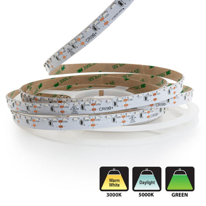 5M(16.4ft) Side Emitting Indoor LED Strip 315, 12V 3(w/ft) 329-402(Lm/ft) 120(LEDs/m) CCT(3K, 5K, Green) - GekPower