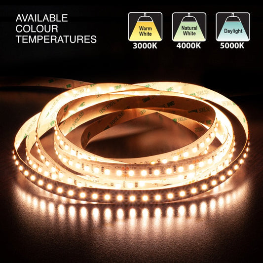 5M(16.4ft) Indoor LED Strip 2835, 24V 5.5(w/ft) 727-800(Lm/ft) 120(LEDs/m) CCT(3K, 4K, 5K) - GekPower