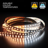 5M(16.4ft) Adjustable color temperature CW&WW LED strip 2835, 24V 5(w/ft) 1018-1120(Lm/ft) 168(LEDs/m) CCT(2.7K-6K Adjustable) - GekPower