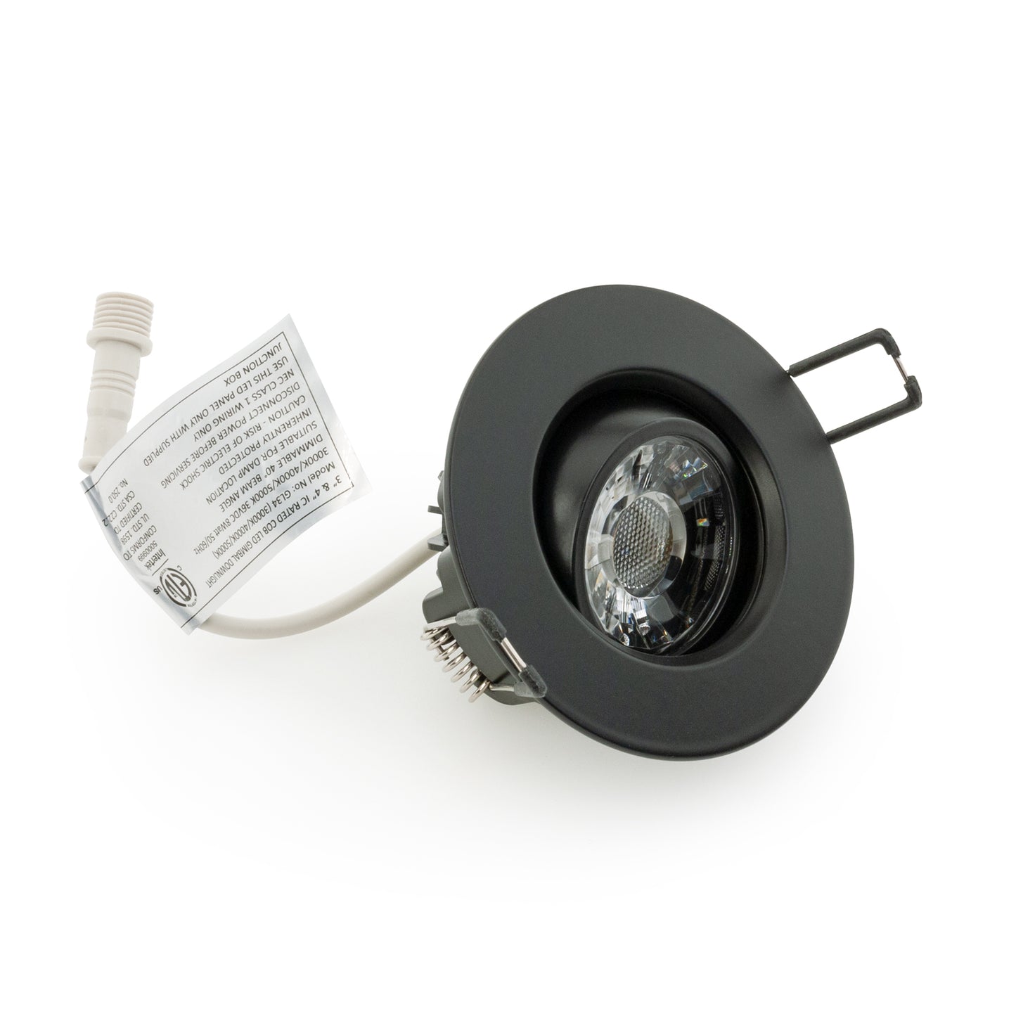 3 inch Round Recessed Light Gimbal with Selectable Color Temperature GL34 (3CCT), 120V 8W Black - GekPower