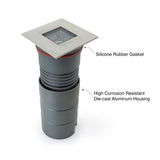 UL-1020-0500-A 2.5 Inch Square Inground light, 24V 5W 12° Reflector, gekpower