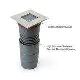 UL-1020-0500-A 2.5 Inch Square Inground light, 24V 5W 48° Reflector, gekpower