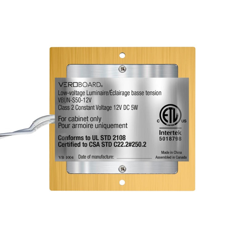 Square Ultrathin Cabinet Gold Puck Light Surface Mount 12V 5W VBUN-S50-12V Specifications