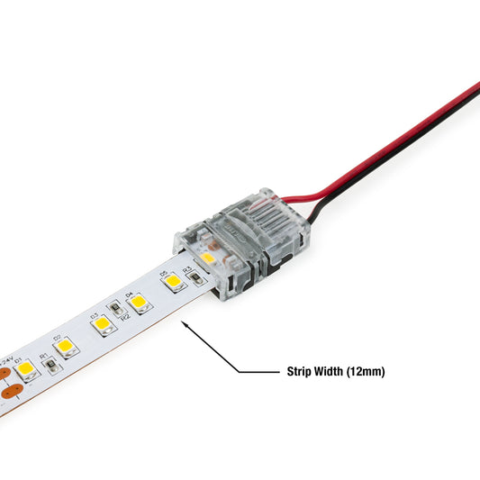 12mm LED Strip to Wire Connectors VBD-CON-12MM-1S1W (Pack of 5)