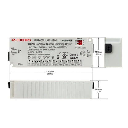 Constant Current Driver PUP40T-1LMC-1200 Selectable, 120VAC 850 to 1200mA - GekPower