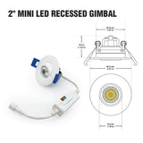 VEROBOARD 2 inch Mini LED Recessed Gimbal with Selectable Color Temperature (5CCT) 120V 5W  FT6 Rated Cable AD-LED-2-S5W-5CCTWH-EY, Outdoor rated, integrated LED, Downlight, Damp location, 120V,  led lighting, led strip, electronic, lighting, led, Canada, British Columbia, North America, international shipping, Recessed Lighting, LED panel, Round Floating light, Gimbal, ceiling light. 