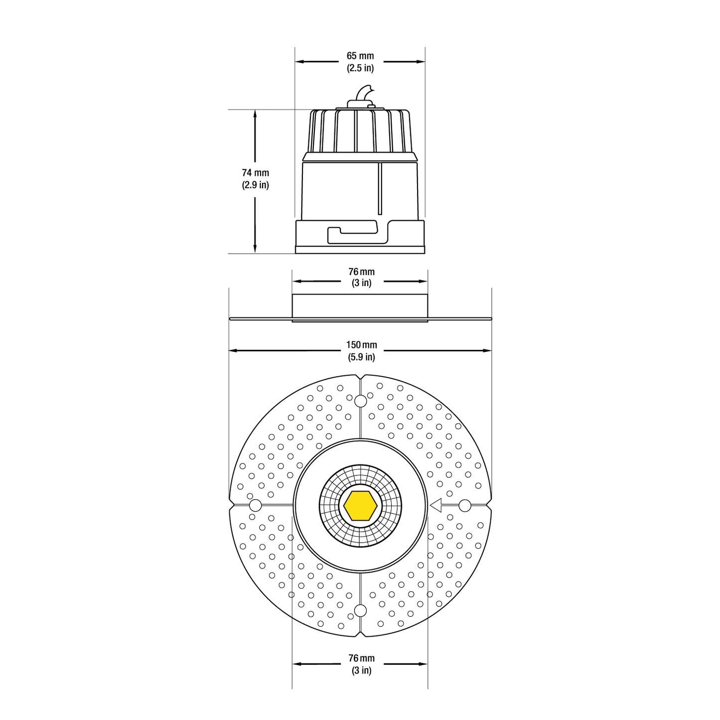 3.5 inch Round Trimless LED Downlight / Ceiling Light LED-35-S12W-L5CCTWH-T, (5CCT) 120V 12W, gekpower