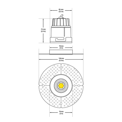 3.5 inch Round Trimless LED Downlight / Ceiling Light LED-35-S12W-L5CCTWH-T, (5CCT) 120V 12W, gekpower