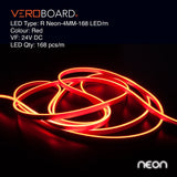 VEROBOARD 5M(16.4ft) LED Neon light Strip VBDFS-R Neon-4MM-168 LED/m, Red color Dimmable Silicone Waterproof Casing Side Emitting. - GekPower
