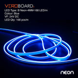 VEROBOARD 5M(16.4ft) LED Neon light Strip VBDFS-B Neon-4MM-168 LED/m, Blue color Dimmable Silicone Waterproof Casing Side Emitting. - GekPower