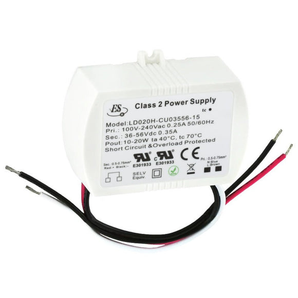 ES LD020H-CU03556-15 Constant Current LED Driver, 350mA 36-56V 20W, united states of America and Canada